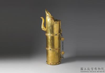 图片[2]-Gold mdong-mo ewer with gemstone inlay, Qing dynasty(1644-1911)-China Archive